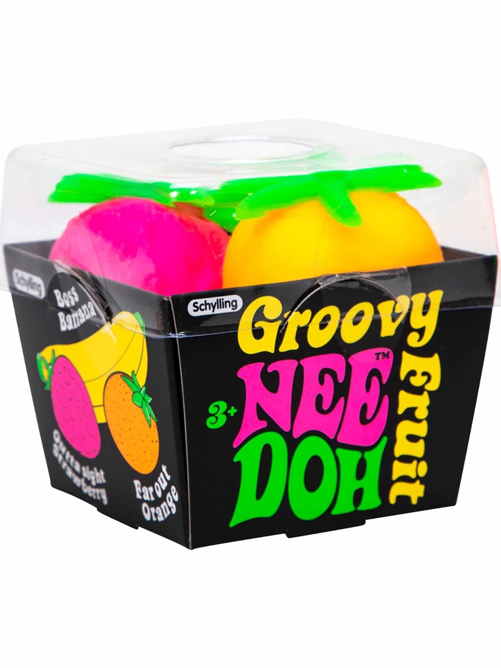 Schylling Groovy NeeDoh Fruit Squishy Toys - Banana, Strawberry, Orange NEW